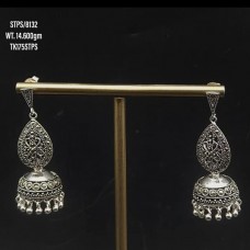Oxidized 925 sterling silver jhumka earrings 